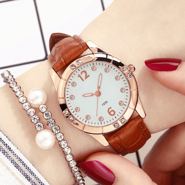 Deffrun Diamonds Elegant Design Women Wrist Watch Luminous Display Quartz Watch - MRSLM