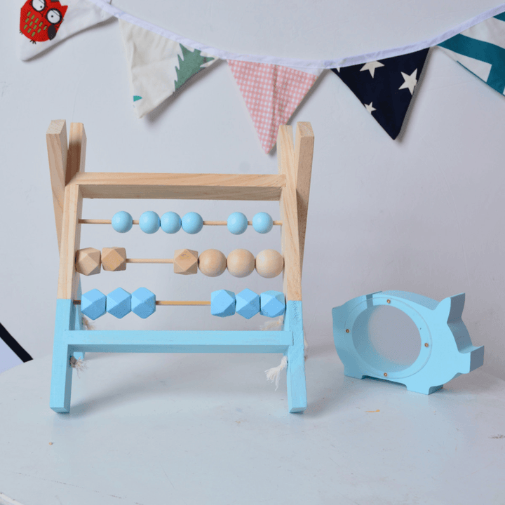 Natural Pine Nordic Baby Room Decor Wooden Abacus Educational Nursery Props Toys - MRSLM