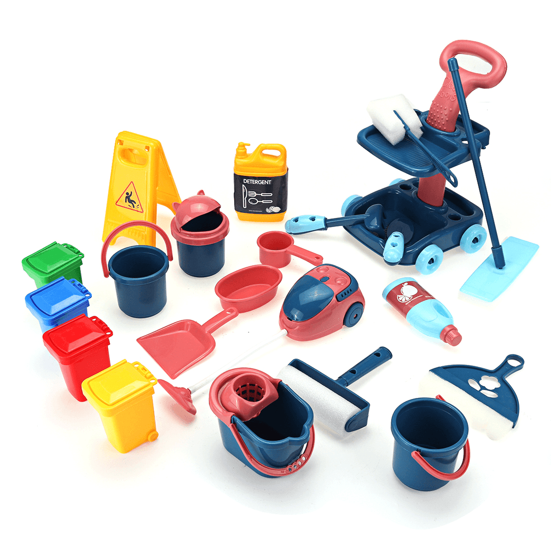 18 Pcs Kids Cleaning Tools Toy Set Simulation Kitchen Cleaning Educational Toys - MRSLM