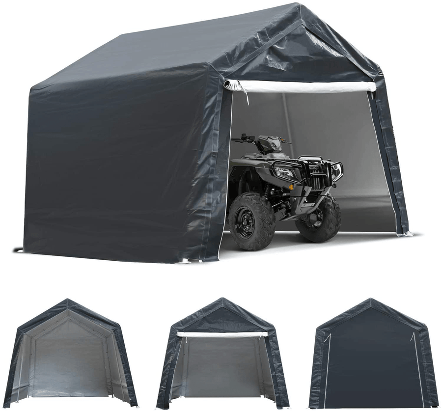12X7.4 Ft Motorcycle Carport Portable UV Water Proof Cover Storage Sheds Camping Tent Canopy Shelter Garden Patio - MRSLM
