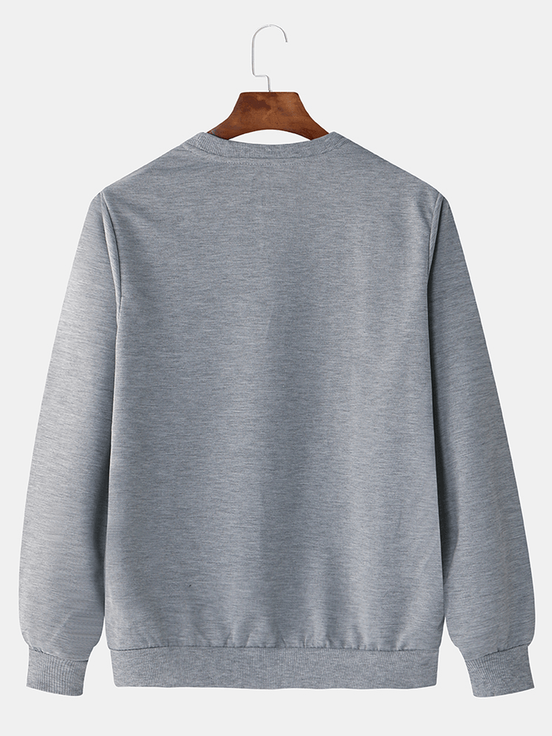 Mens Fashion Crew Neck Cotton Long Sleeve Casual Overhead Sweatshirt - MRSLM