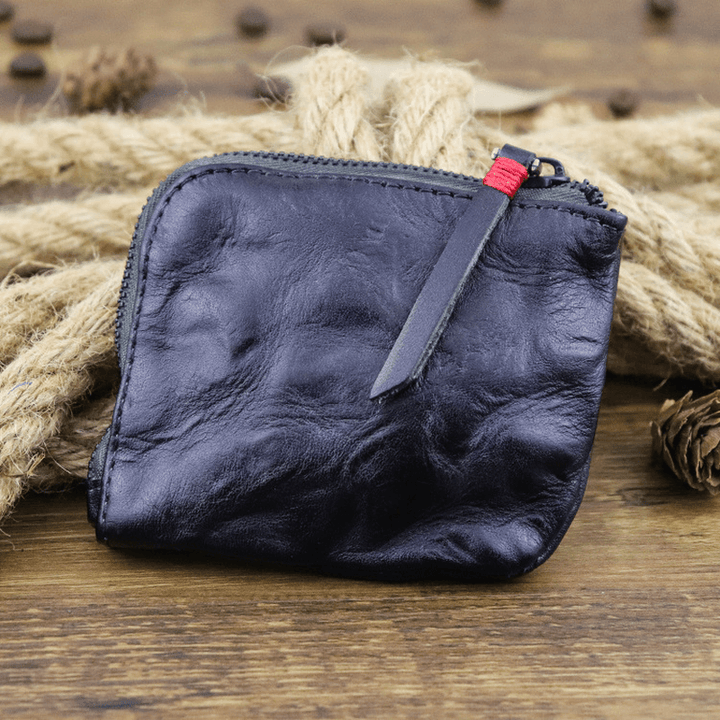 Men Genuine Leather Vinatge Casual Zipper Cash Wallet - MRSLM