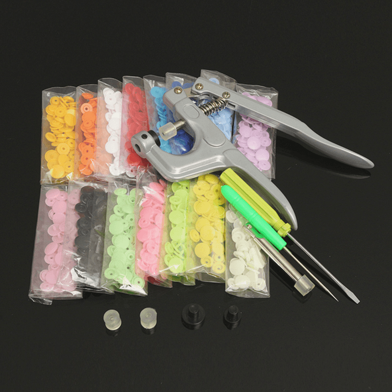 150Pcs/Set Plastic Resin T5 Fastener Snap Kam Buttons Pliers Kit DIY Crafts - MRSLM