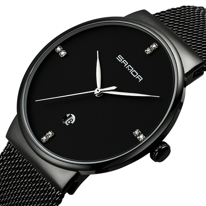 SANDA P210 Men Watch Fashion Simple Dial Stainless Steel Strap Male Quartz Wrist Watch - MRSLM