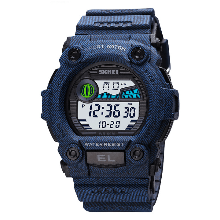 SKMEI 1633 Sport Men Watch Luminous Date Week Display Stopwatch 5ATM Waterproof Outdoor Digital Watch - MRSLM