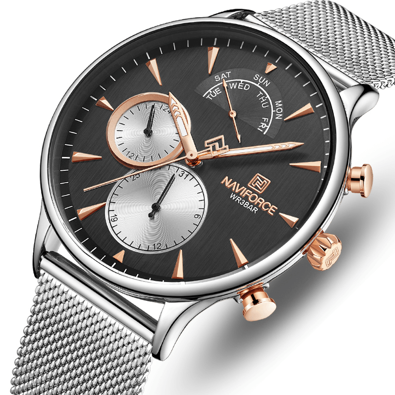 NAVIFORCE 3010 Ultra Thin Casual Style Men Wrist Watch Stainless Steel Band Quartz Watch - MRSLM