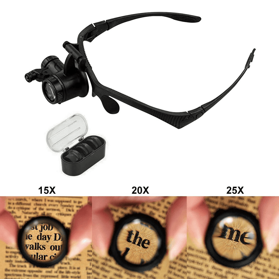 Magnifying Glass Magnifier Single Eye Multifunctional Headband LED Light Jeweler Repair with Lens - MRSLM