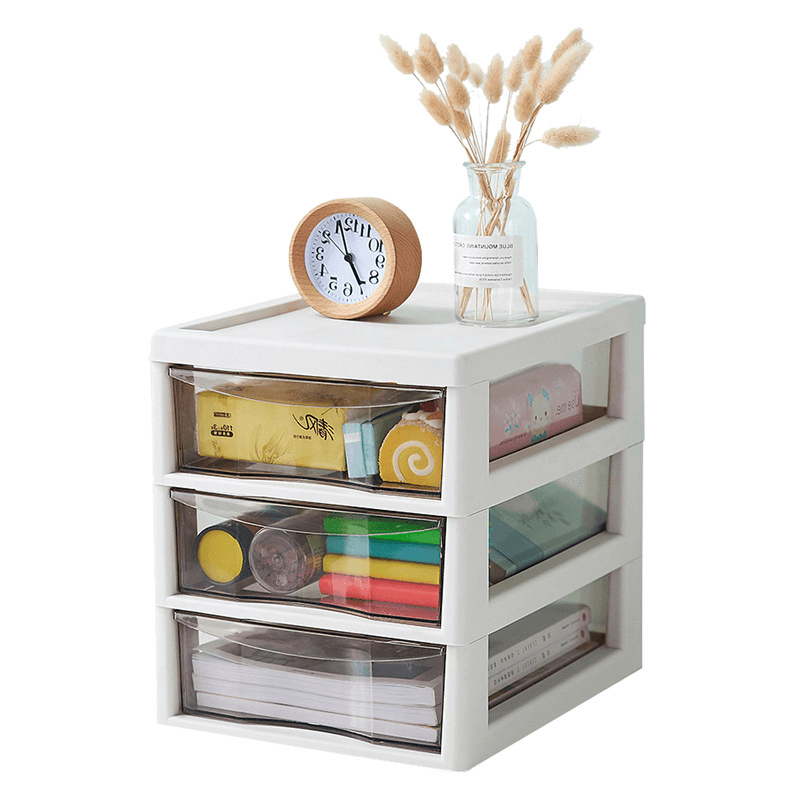 Office Combination Drawer Storage Cabinets Desktop Filing Cabinets with Pulleys Transparent Storage Cabinets Plastic Cabinets - MRSLM