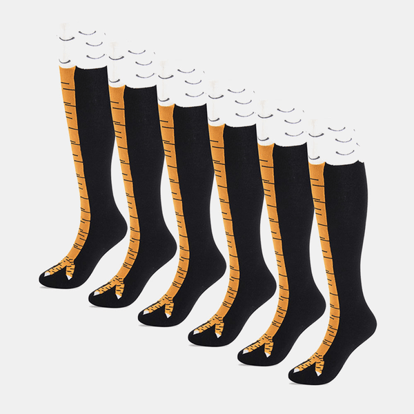 Women Cotton Chicken Feet Pattern Funny Exaggerated over Knee Leggings Thigh Socks Stocking - MRSLM