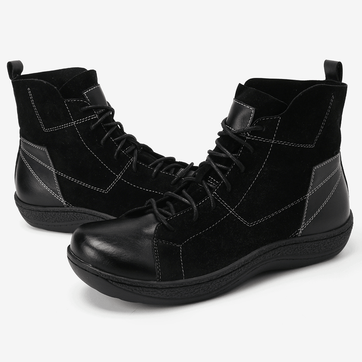 Retro Spicing Casual Lace up Slip Resistant Ankle Boots - MRSLM