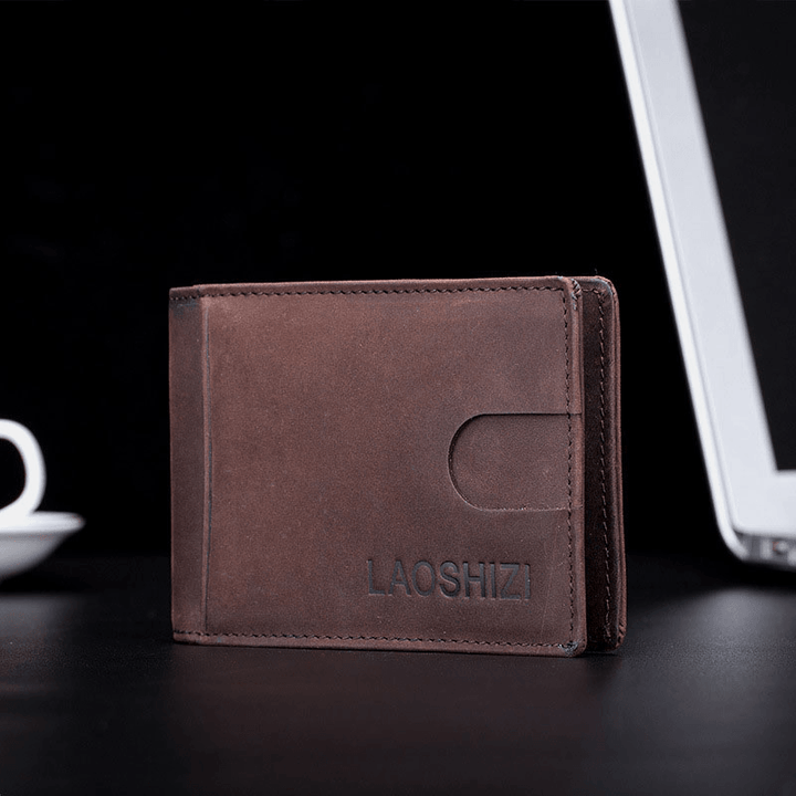 Men Genuine Leather Vinatage Thin Wallet Card Holder - MRSLM