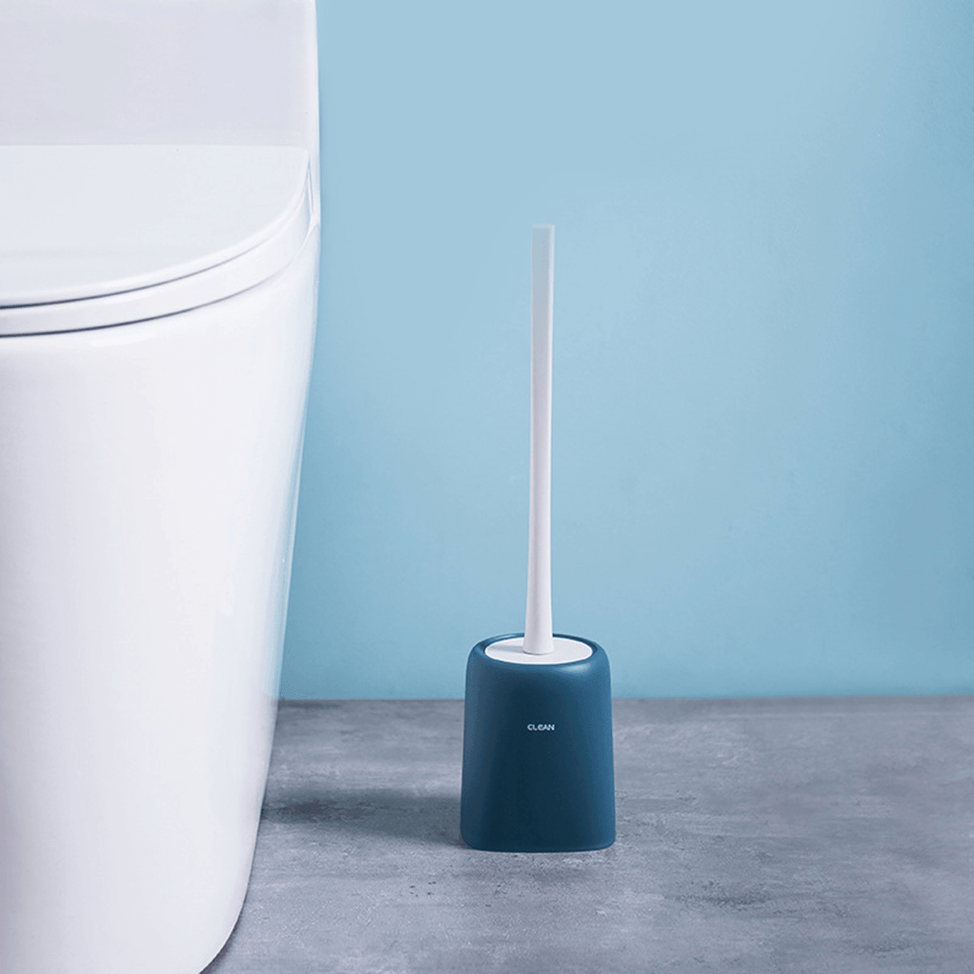 Toilet Brush and Holder Set Soft Silicone Bristle Toilet Bowl Brush Compact Toilet Brush for Bathroom Cleaning - MRSLM