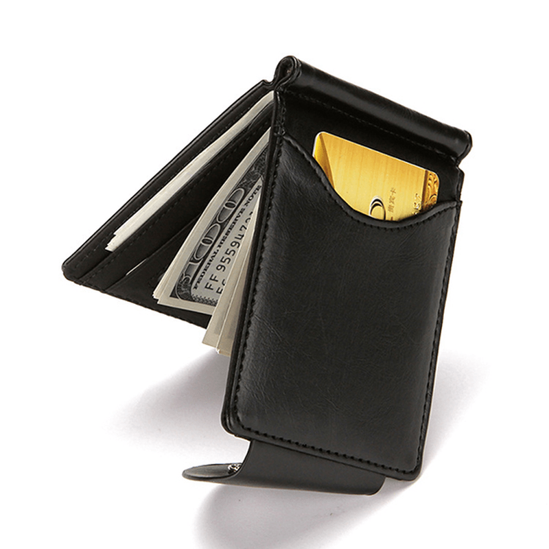 Men Faux Leather Creative Money Clip Wallet - MRSLM