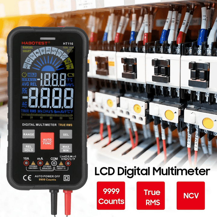 HABOTEST HT116 Digital Multimeter 9999 Counts True RMS Auto-Off NCV Universal Meter Voltmeter Ammeter Mulitiple Tester - MRSLM