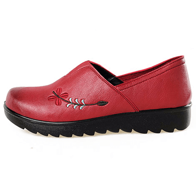Embroidery Soft Sole Casual Shoe Comfy Slip on Flat Loafers for Women - MRSLM