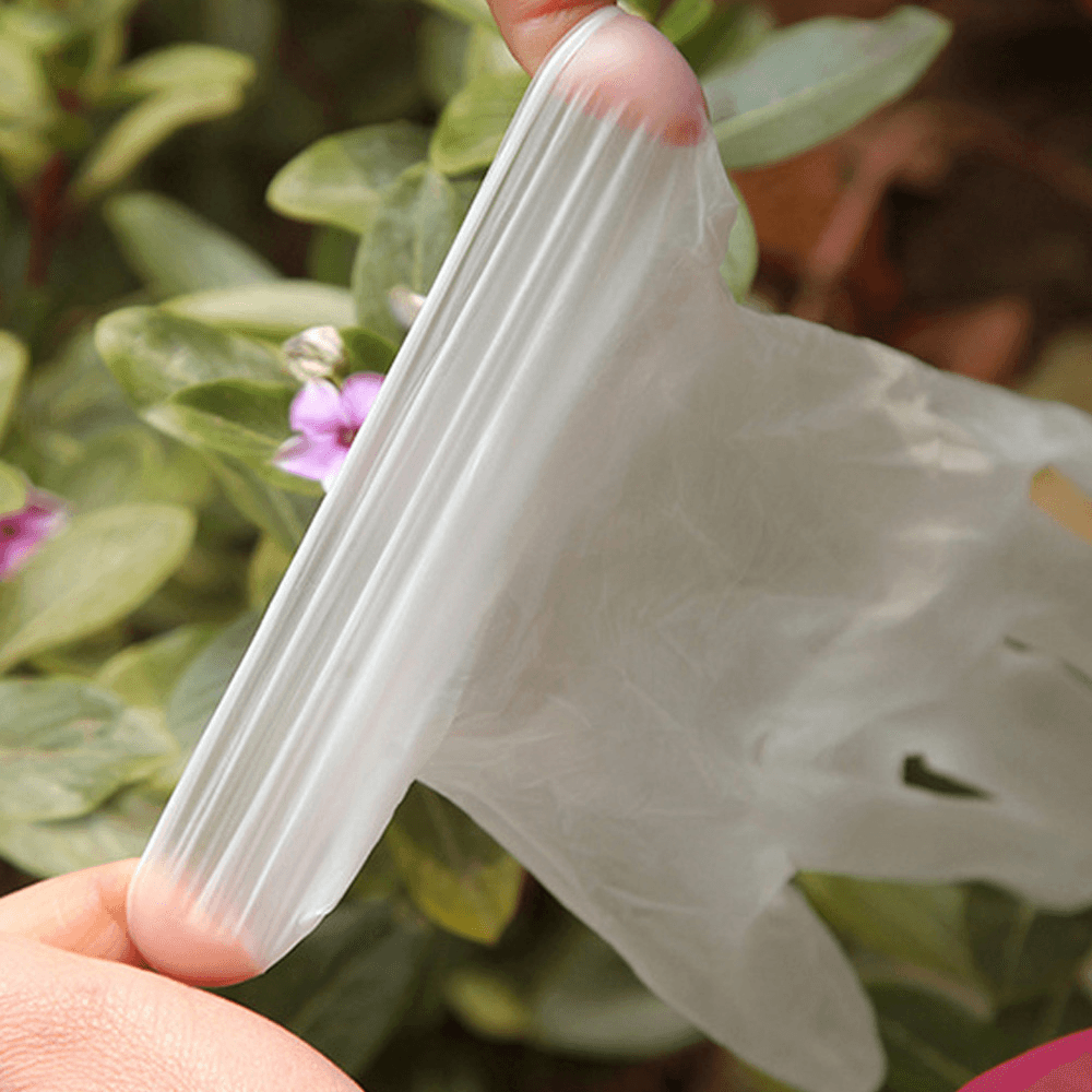 100 Pcs PVC Disposable Gloves PVC Transparent Gloves Protective Outdoor Camping Travel - MRSLM