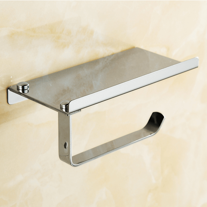 Stainless Steel Toilet Roll Tissue Stand Paper Holder Wall Mounted for Home Bathroom Paper Hook - MRSLM