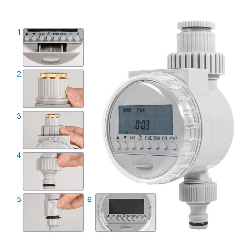 Garden Watering Timer Solar Water Timer Automatic Watering Irrigation Controller System Garden Irrigation Timer with LCD Digital - MRSLM