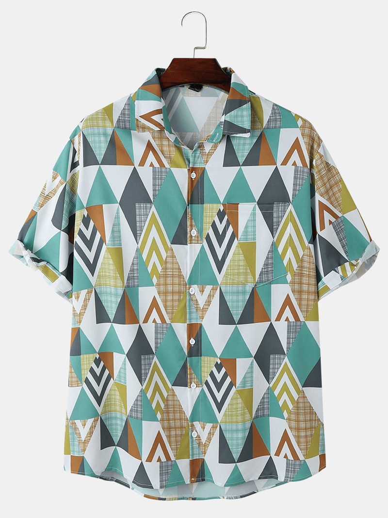 Mens Casual Argyle Pattern Pocket Shirts - MRSLM