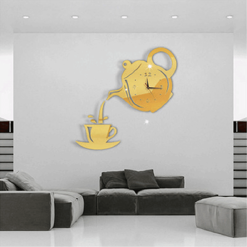 Emoyo ECY018 DIY Creative Teapot Head Wall Clock Animal Wall Clock for Home Office Decorations - MRSLM