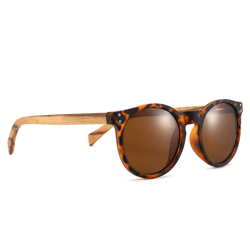 Round Frame Bamboo and Wood Glasses Polarized Sunglasses - MRSLM