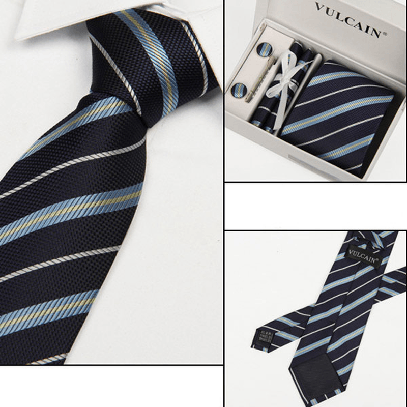 Mens Business Arrow Tie Sets Tie Clips Cufflinks Kerchief Gift Series - MRSLM