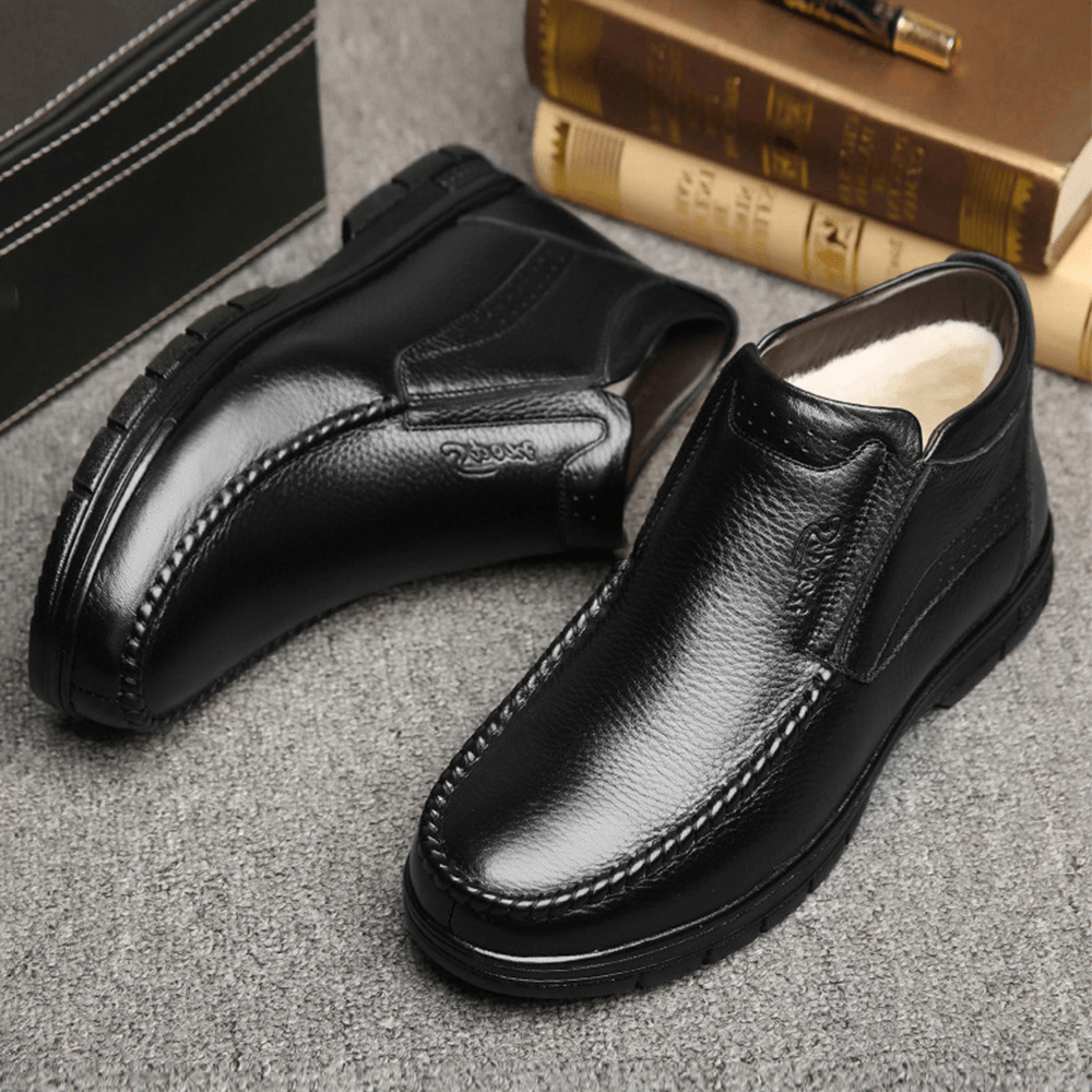 Men Warm Plush Lining Slip on Casual Business Boots - MRSLM