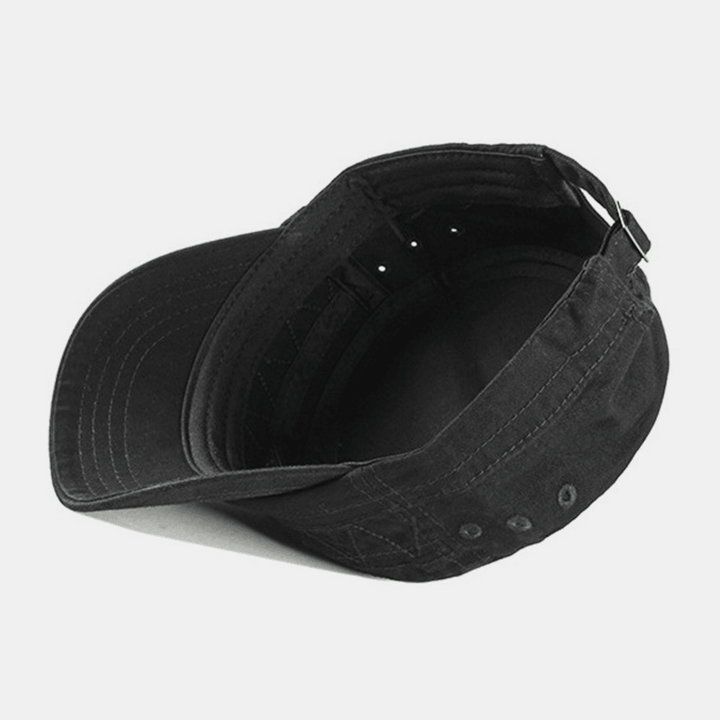 Men Cotton Linen Solid Color Label Stitching Outdoor Sunshade Casual Military Cap Flat Cap - MRSLM