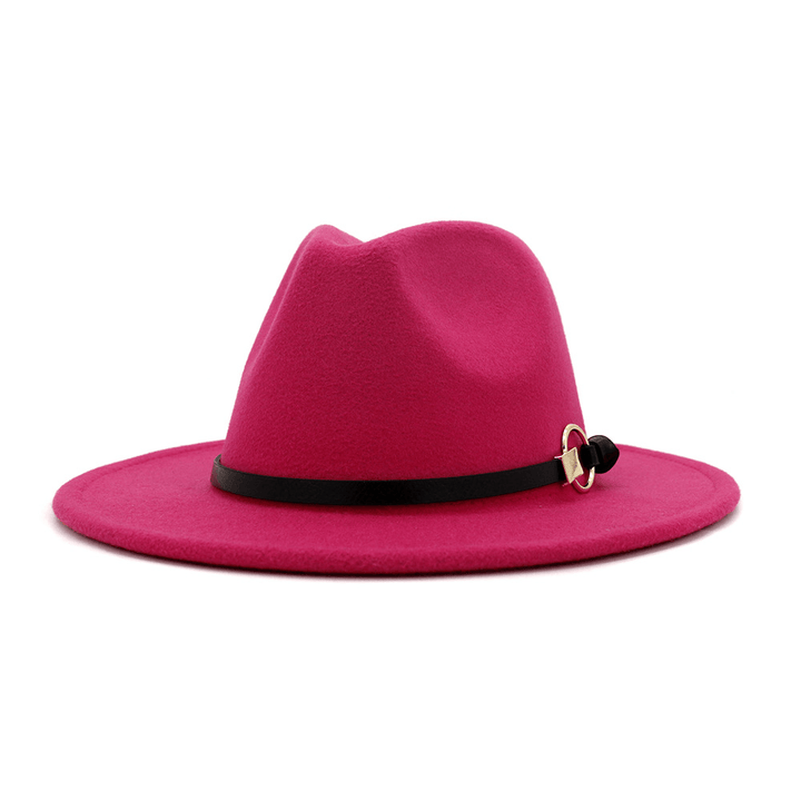 Simple Belt Flat Brim and Big Rim All-Match Jazz Hat - MRSLM