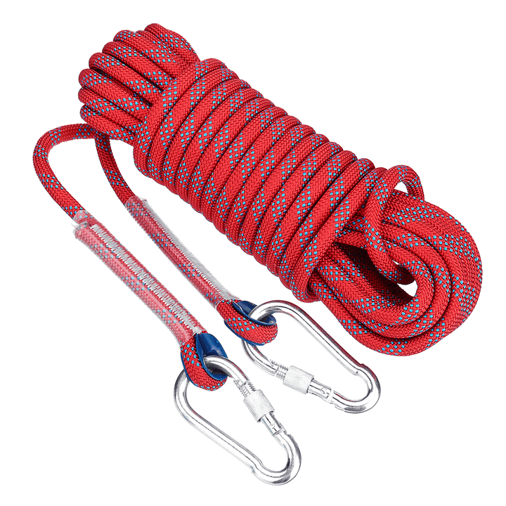10Mx10Mm Double Buckle Rock Climbing Rope Outdoor Sports Hiking Climbing Downhill Safety Rope - MRSLM
