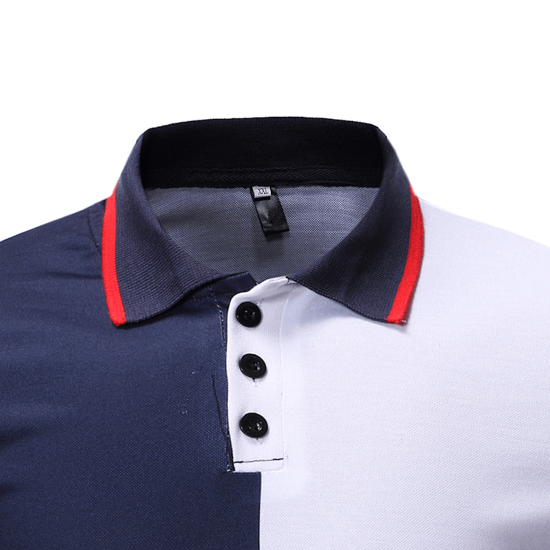 Men Color Block Muscle Fit Short Sleeve Golf Shirt - MRSLM