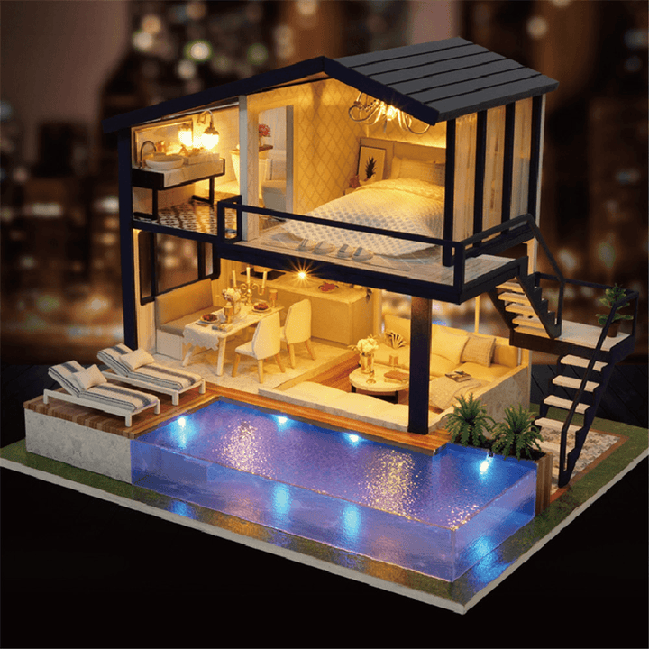 Cuteroom A-066 Time Apartment DIY Doll House with Furniture Light Gift House Toy - MRSLM