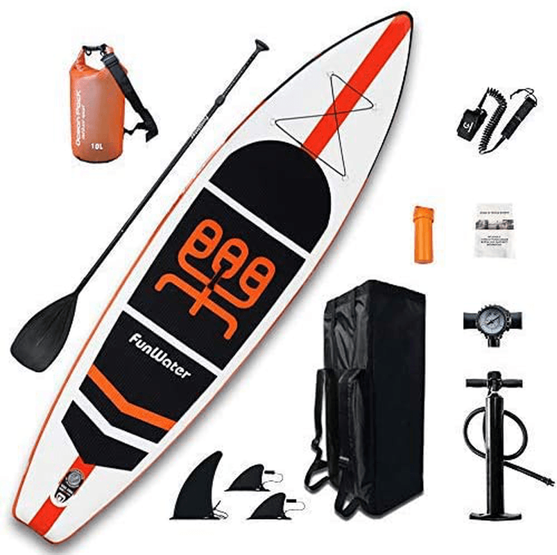 Funwater Inflatable Stand up Paddle Board 11'×33"×6" Ultra-Light SUP for All Skill Levels Everything Included with 10L Dry Bags Board Travel Backpack Adj Paddle Pump Leash - MRSLM