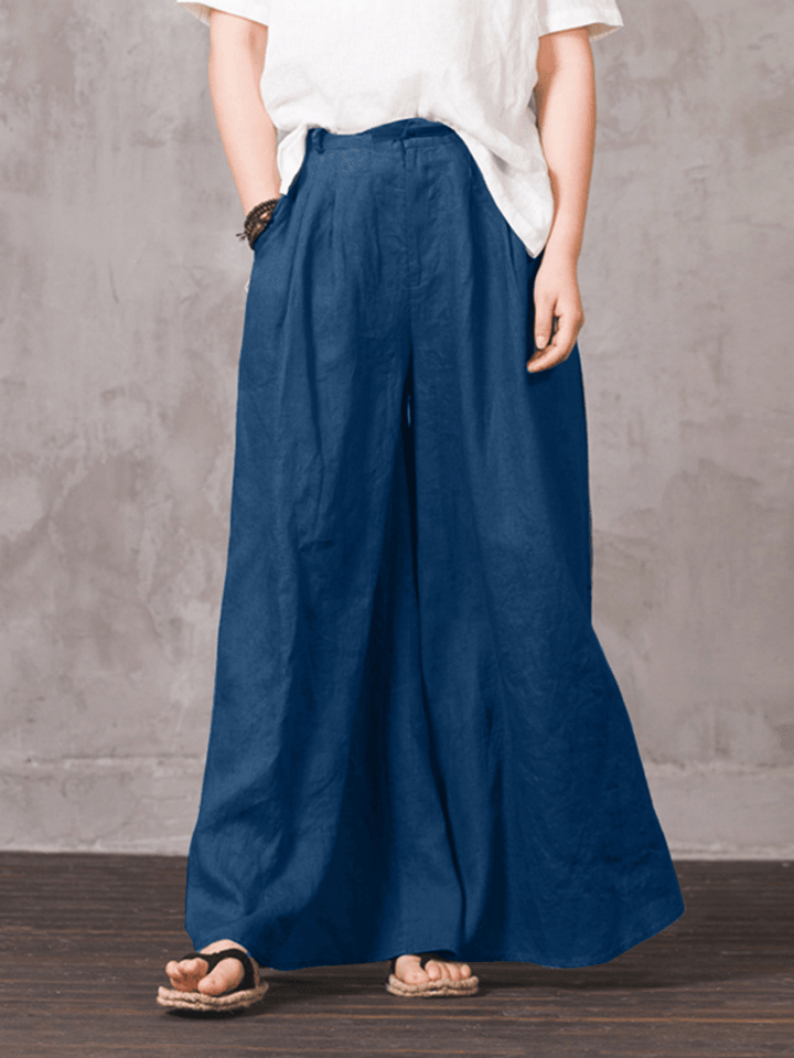 100% Cotton Woman Loose Fit Floor Length Pants - MRSLM