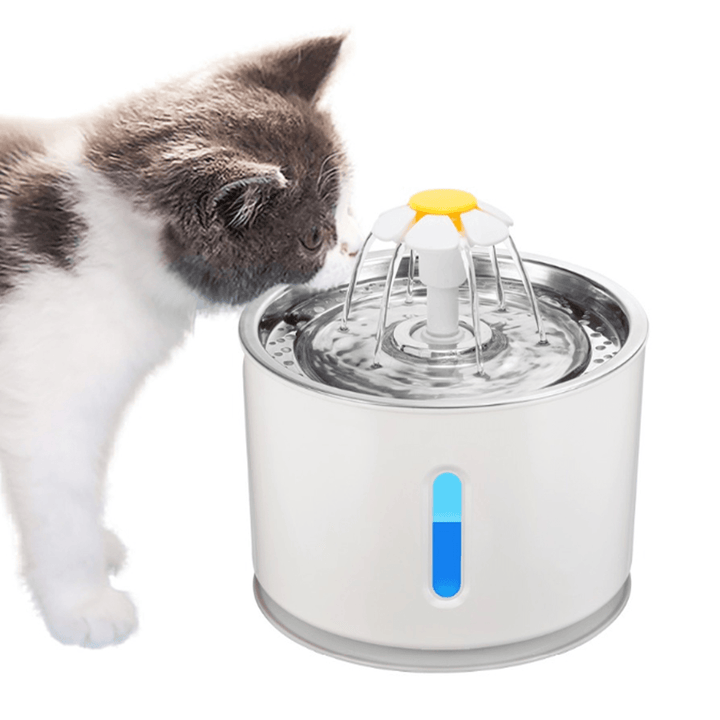 Automatic Pet Drinking Fountain 1.5W 100~240V with LED Mute Water Dispenser-Eu/Us Plug - MRSLM