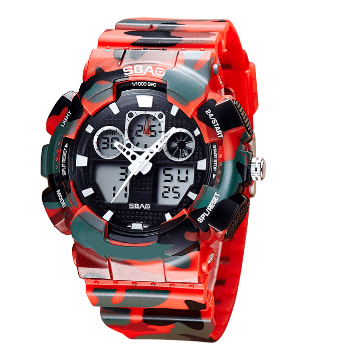 SBAO S8017-1 Dual Display Digital Watch Men Backlight Stopwatch Alarm Waterproof Sport Watch - MRSLM