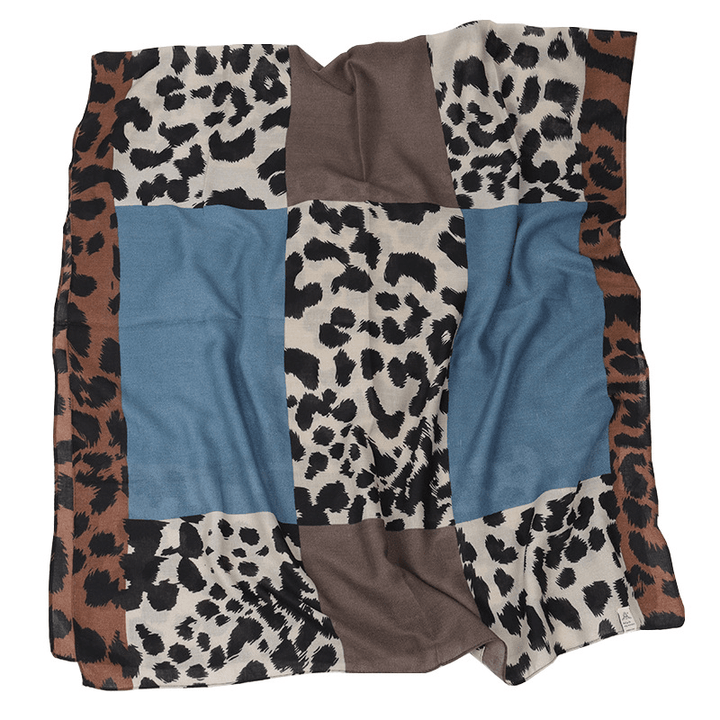 Leopard Print Cotton and Linen Scarf Women Printing Long Gauze Scarf - MRSLM