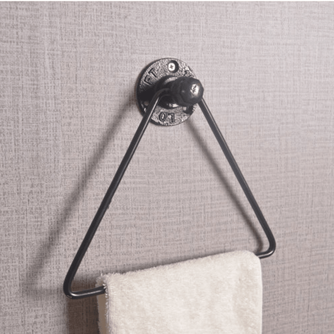 Wall Mounted Towel Holder Triangle Metal Bathroom Kitchen Hand Towel Rack - MRSLM