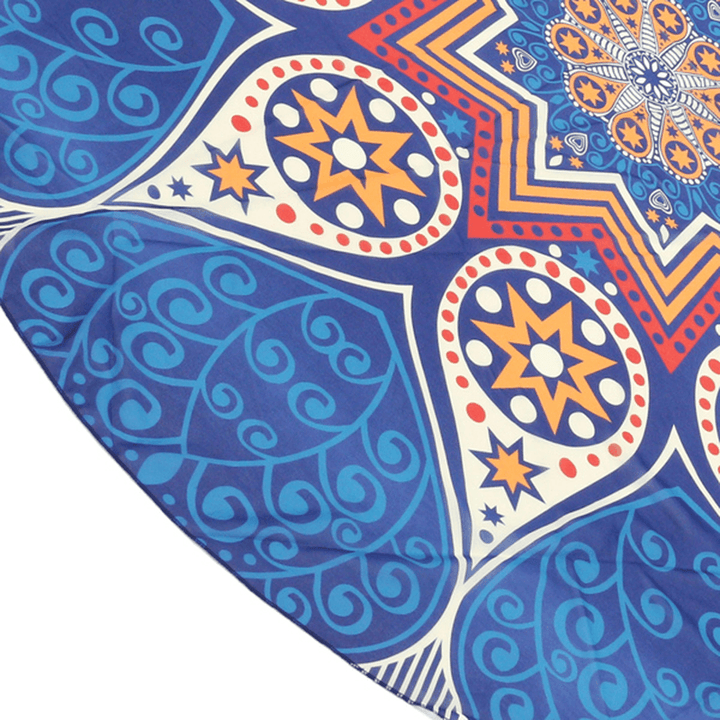 145Cm round Blue Fish Print Thin Chiffon Beach Shawl Mat Mandala Tablecloth Bed Sheet Tapestry - MRSLM