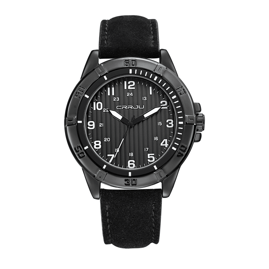 CRRJU 2113 Waterproof Casual Style Men Wrist Watch Genuine Leather Strap Quartz Watch - MRSLM