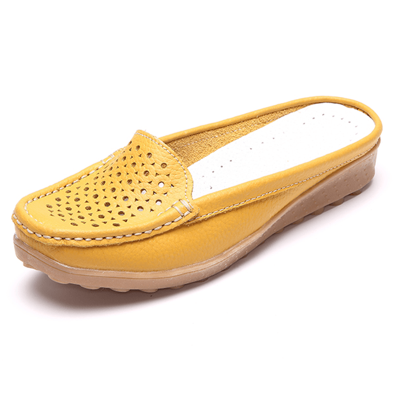 Soft Hollow Out round Toe Penny Loafers - MRSLM