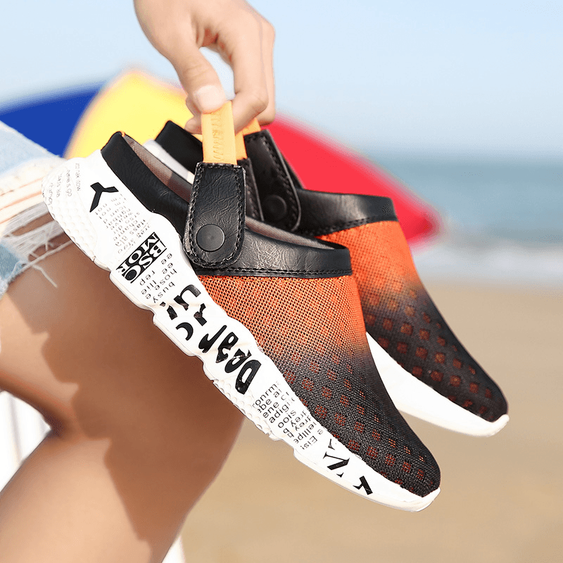 Men Mesh Non Slip Two Ways Soft Sole Colorful Casual Beach Slippers - MRSLM