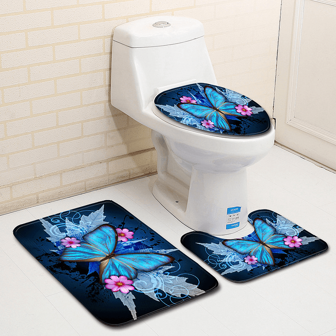 3Pcs/Set Different Sizes Washable Anti-Slip Bathroom Mat Shower Floor Toilet Rug Carpet - MRSLM