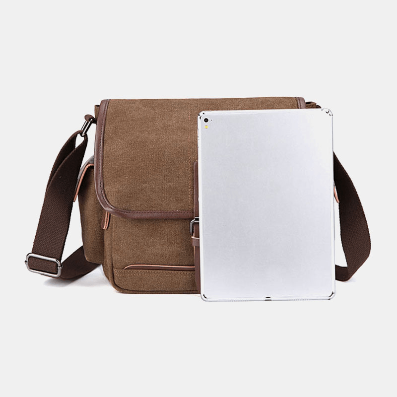 Men Canvas Large Capacity Water-Resistant Vintage Laptop Messenger Bag Shoulder Bag Crossbody Bag - MRSLM