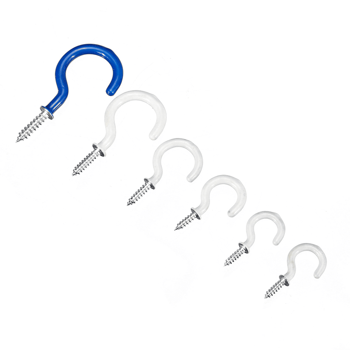 Question Mark Hooks Plastic Coated No Scratch Cup Holder Self Tapping Screw round End Hook Towel Utensils Clothes Hangers DIY Kitchen Bathroom Racks - MRSLM