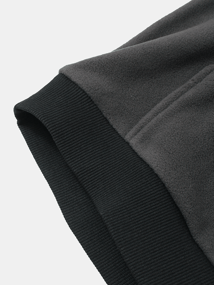 Cotton Mens Plaid Patchwork Kangaroo Pocket Long Sleeve Daek Grey Drawstring Hoodies - MRSLM