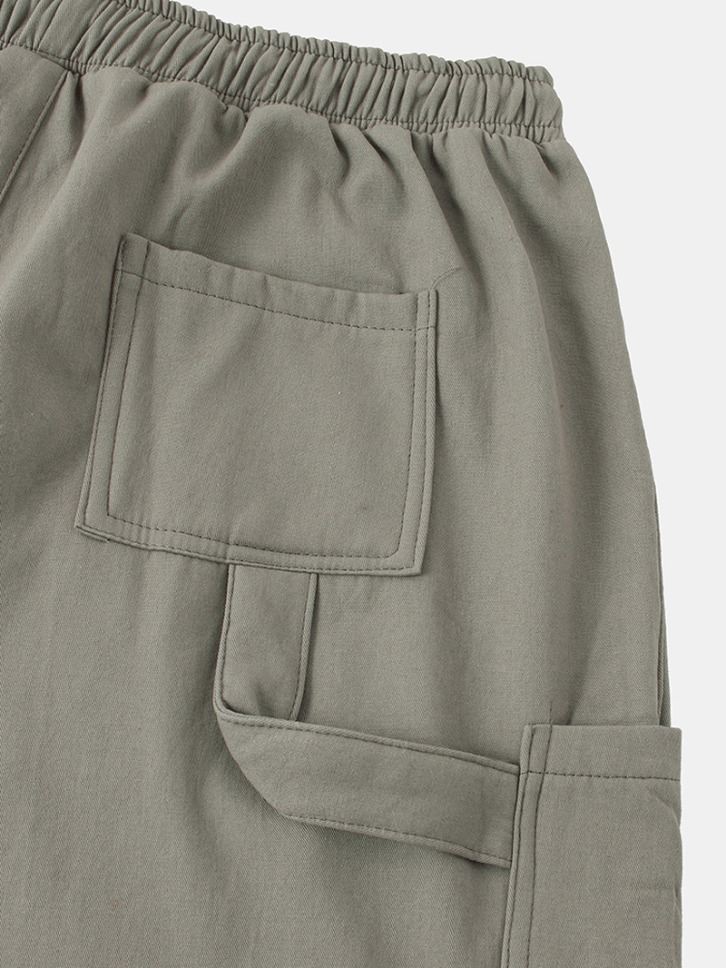 Mens Multi-Pocket Thick Warm Drawstring Waist Cotton Casual Harem Pants - MRSLM