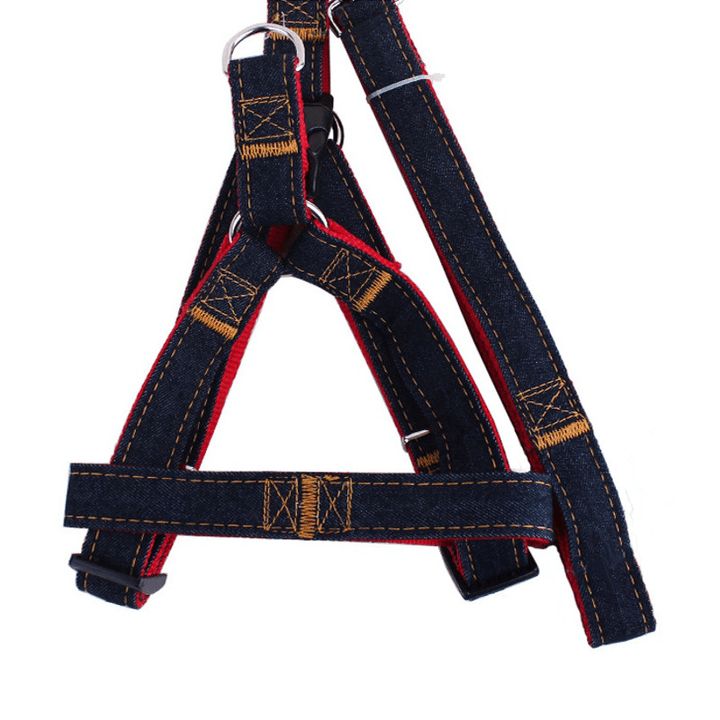 New Arrival Hot Sales Colorful Jean Denim Leash Harness Dog Collar Chain Cat Rope Belt Adjustable Dogs Collar - MRSLM