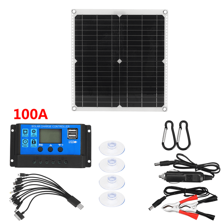 50W Foldable Solar Charging Panel 30-100A LCD Controller Solar Battery Charger Charging Kits - MRSLM