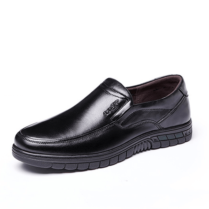 Men Cowhide Breathable Comfy Sole Slip on Daily Business Casual Shoes - MRSLM